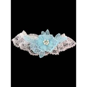 Lace Leg Garter Womens 12 16 20 24 28 inch with Light Blue Organza Flower